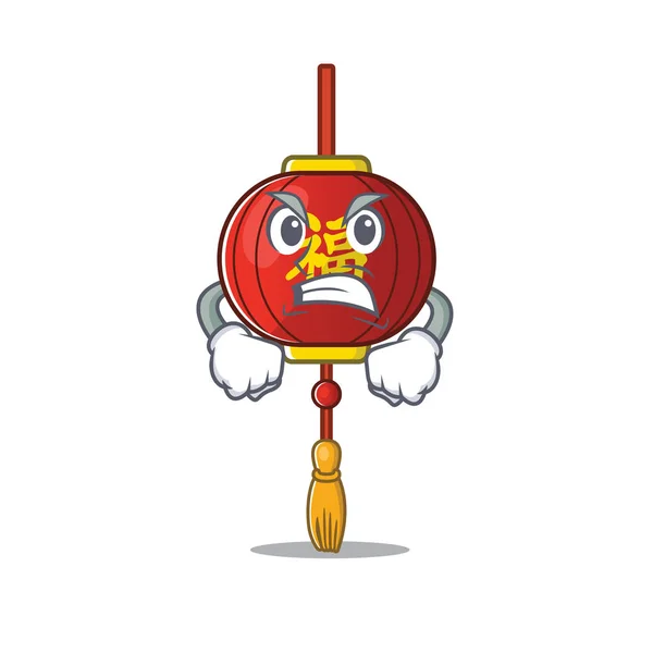 Μασκότ του θυμωμένος ασιατικό φανάρι στυλ χαρακτήρα κινουμένων σχεδίων — Διανυσματικό Αρχείο