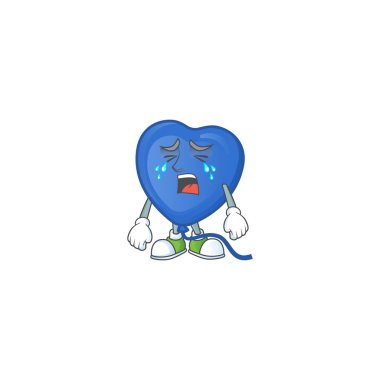 Üzgün jest mavi aşk balonu çizgi film karakteri tarzı