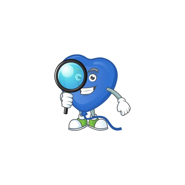 Smart One eye blue liefde ballon Detective cartoon karakter ontwerp — Stockvector