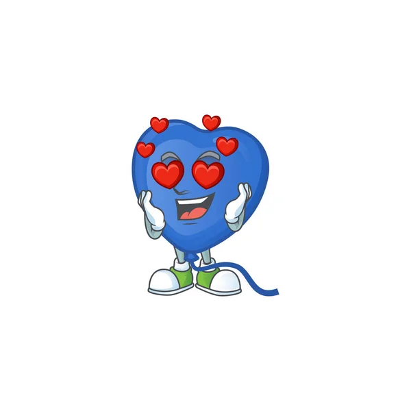 Super niedlich verliebt blaue Liebe Ballon Cartoon-Figur — Stockvektor