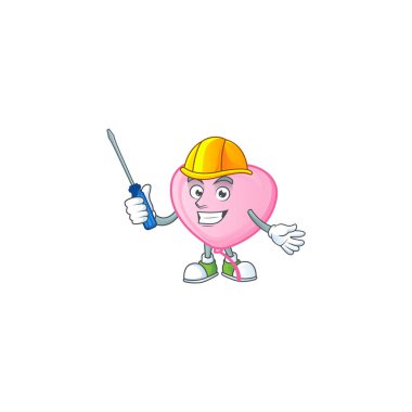 Şirin ve havalı otomotiv pembe aşk balonu maskot tasarımında sunuluyor.