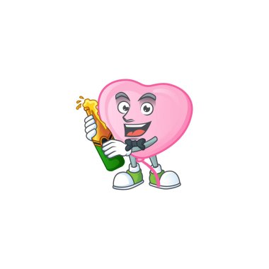 Mutlu pembe aşk balonu bira çizgi film karakteri tasarımı