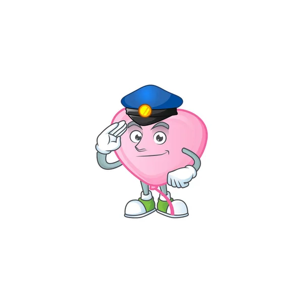 Рожева любовна куля Мультфільм в характері костюм поліцейського — стоковий вектор
