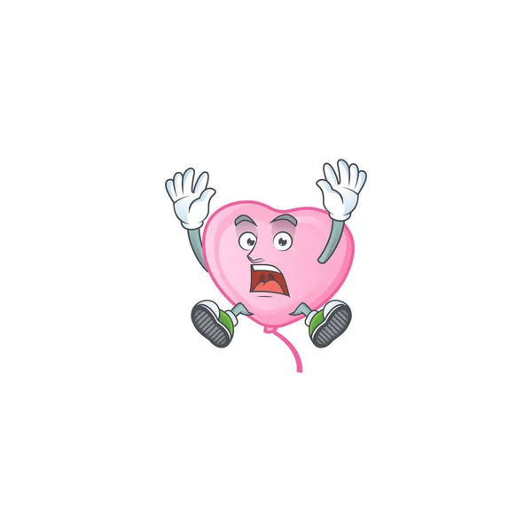 Мультфильм характер розовый любовный шар стиль с шокирующим жестом — стоковый вектор