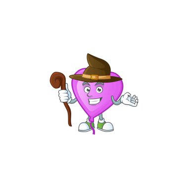 Mutlu Yüz Cadısı mor aşk balonu çizgi film karakteri tarzı