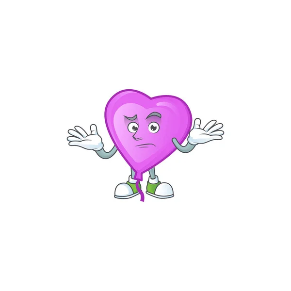 Cool Sonrisa de amor morado globo mascota estilo de dibujos animados — Archivo Imágenes Vectoriales