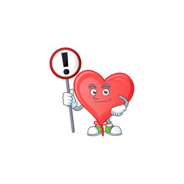 Kırmızı aşk balonunun çizgi film maskotu eline işaret getir.