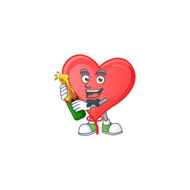 Mutlu kırmızı aşk balonu bira çizgi film karakteri tasarımı