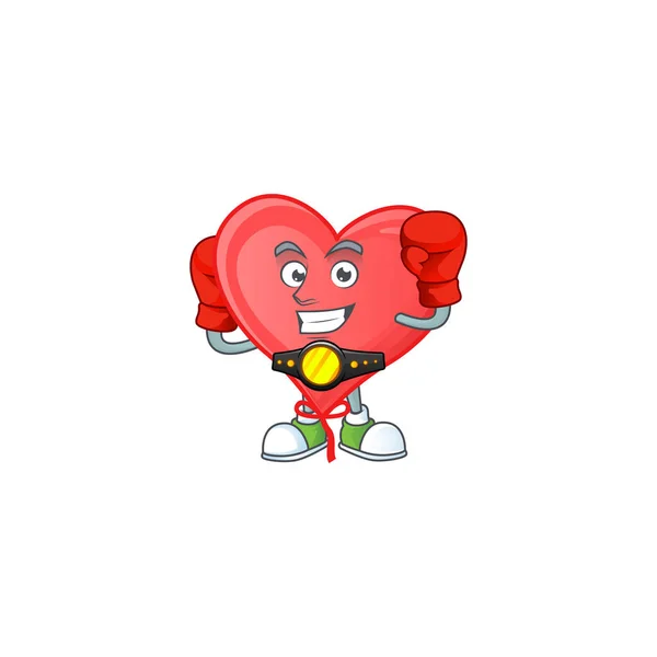 Zabawna twarz boks czerwony miłość balon postać z kreskówek — Wektor stockowy