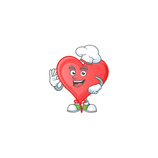 Smiley Face chef red love balloon character with white hat — Stock Vector