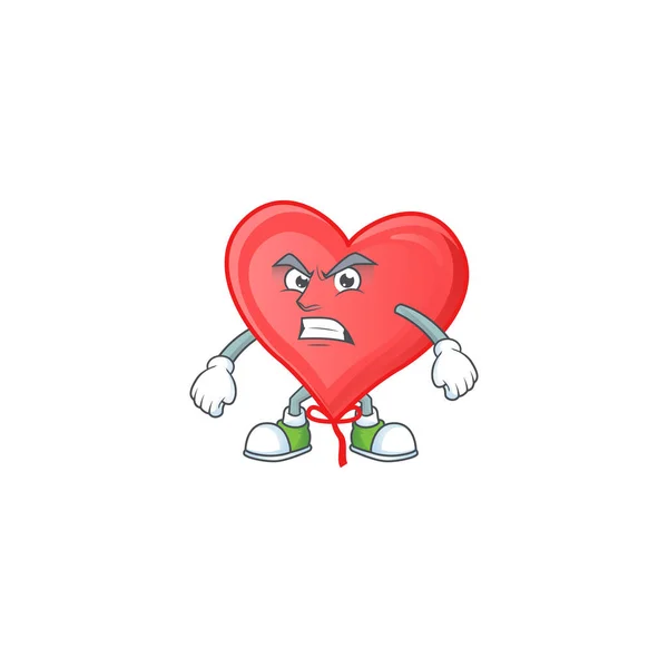 Изображение персонажа мультфильма из красного шара любви с сердитым лицом — стоковый вектор