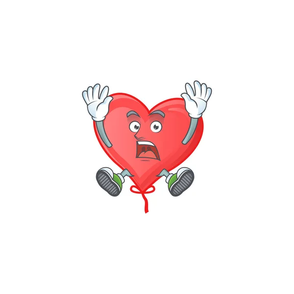 Kreskówka postać z czerwonym stylu balon miłości z szokującym gestem — Wektor stockowy
