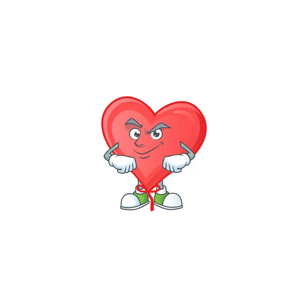 Piros szerelem léggömb kabala rajzfilm karakter stílus Smirking arc — Stock Vector