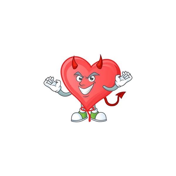红色爱情气球作为魔鬼卡通片吉祥物的图片 — 图库矢量图片