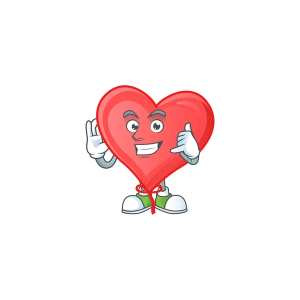 Chiamami cool rosso amore palloncino cartone animato personaggio design — Vettoriale Stock