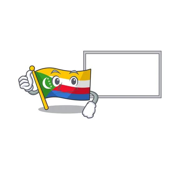 Σημαία comoros χαριτωμένο χαρακτήρα κινουμένων σχεδίων Thumbs up με το διοικητικό συμβούλιο — Διανυσματικό Αρχείο