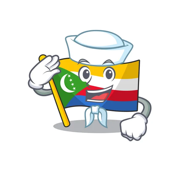 Maskotka Cute flag Komory Sailor postać z kreskówki — Wektor stockowy