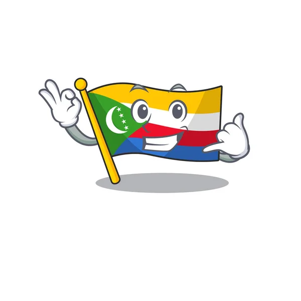 Call me cute flag comoros mascot cartoon style — ストックベクタ