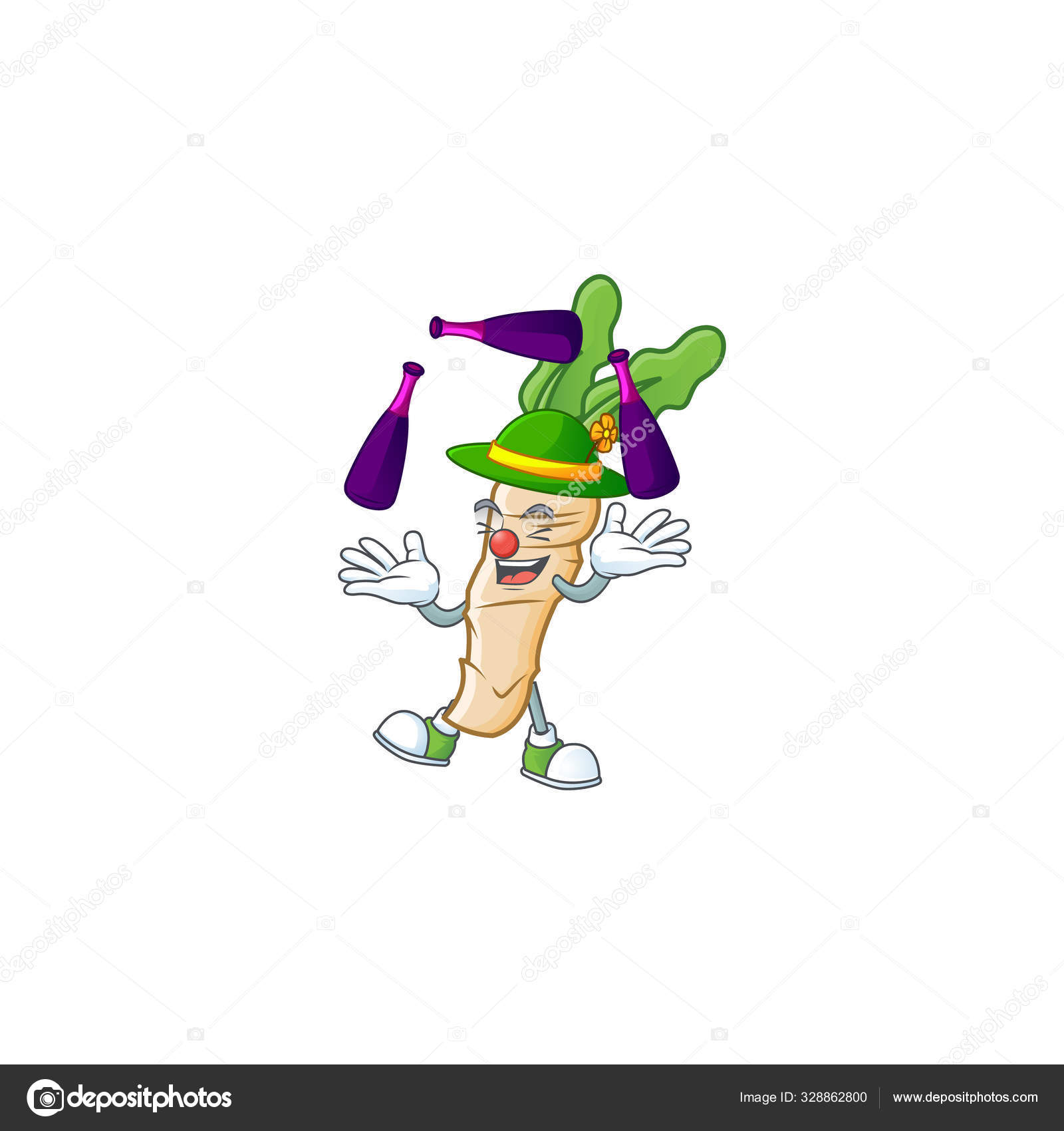 Cute and cool Juggling horseradish cartoon character ⬇ Vector Image by