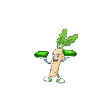 Elinde para olan mutlu yaban turpu karakteri.