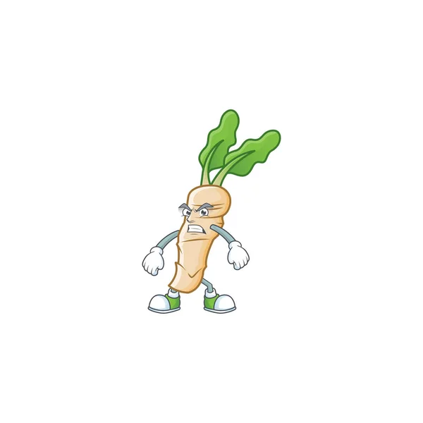 Picture of horseradish cartoon character with angry face — 스톡 벡터