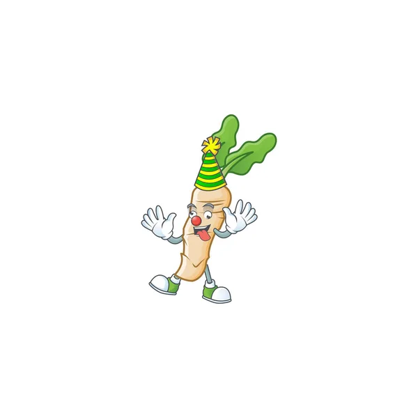 Funny Clown horseradish on cartoon character mascot design — 스톡 벡터