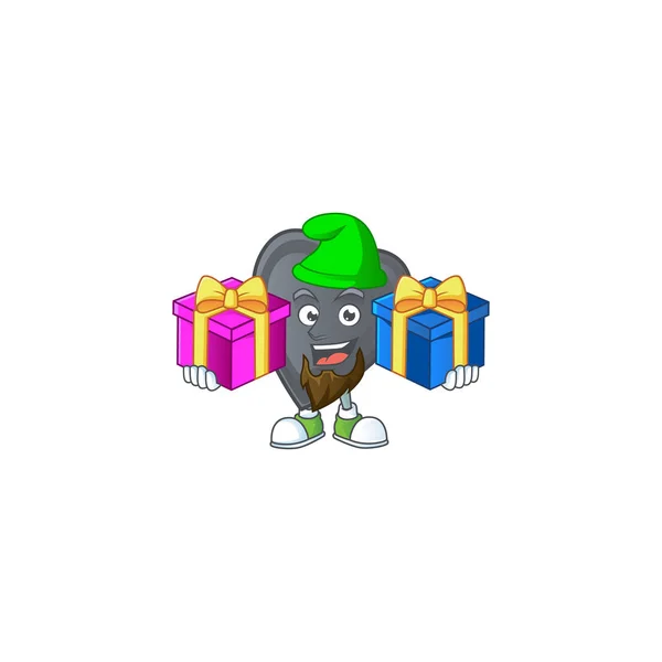 Cheerful black love cartoon design with Christmas gift boxes — 스톡 벡터