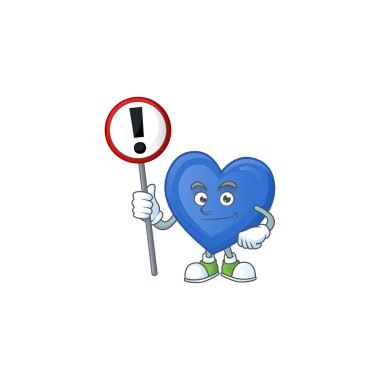 Mavi aşkın çizgi film maskotu eline işaret ver