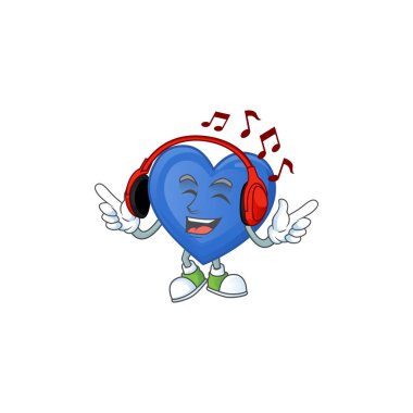 Şarkı söyleyerek ve dinleyerek mavi aşk çizgi film karakteri