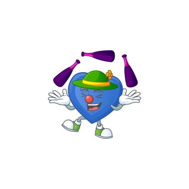 Sevimli ve havalı, hokkabaz mavi aşk çizgi film karakteri