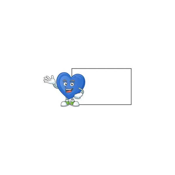 Niebieska miłość z białą tablicą kreskówki styl postaci — Wektor stockowy