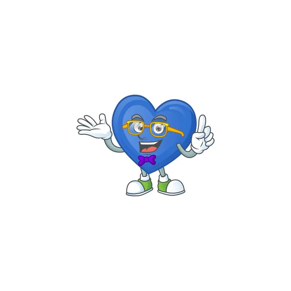 Super lindo geek azul amor dibujos animados diseño de personajes — Archivo Imágenes Vectoriales