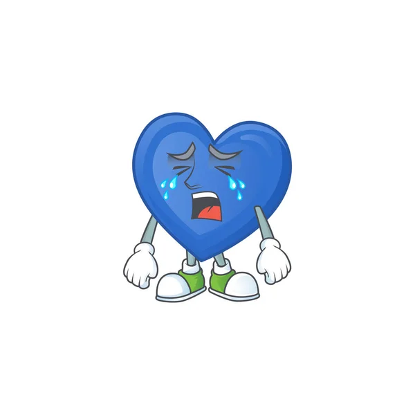 Traurige Weinen Geste blaue Liebe Cartoon-Charakter Stil — Stockvektor