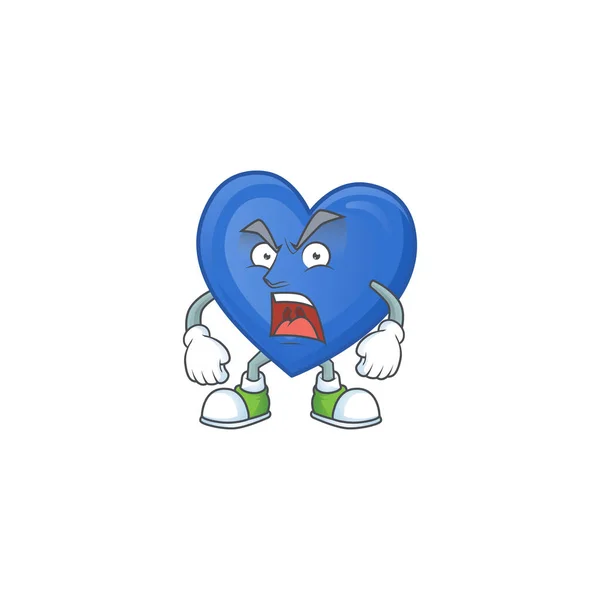 Θυμωμένο πρόσωπο του μπλε αγάπη στυλ χαρακτήρα κινουμένων σχεδίων — Διανυσματικό Αρχείο