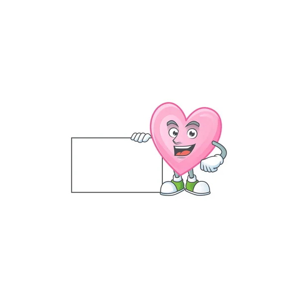 Mignon personnage de dessin animé rose amour avec une planche — Image vectorielle