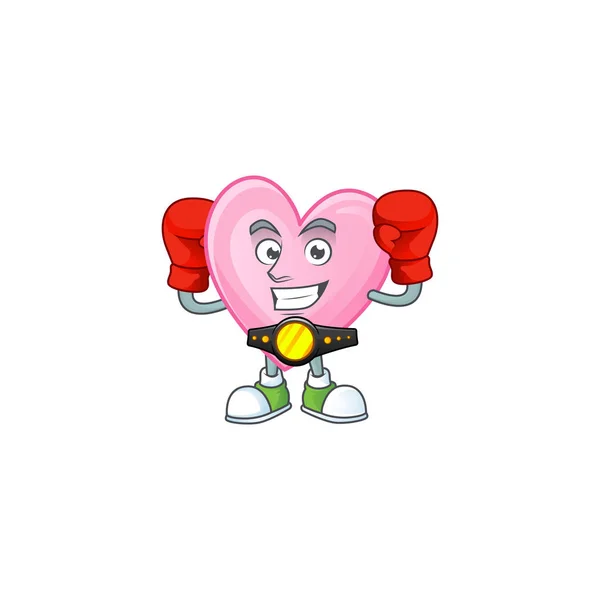 Funny Face Boxing pink love cartoon character design — 스톡 벡터