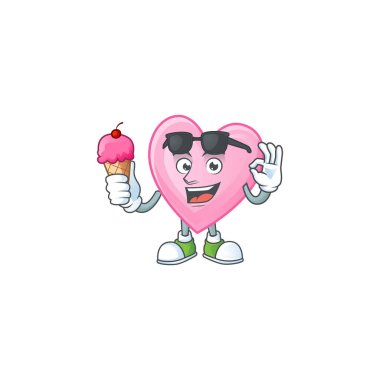 Dondurmalı sevimli pembe aşk çizgi film karakteri