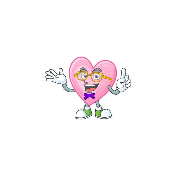 Super Cute Geek pink love cartoon character design — 스톡 벡터