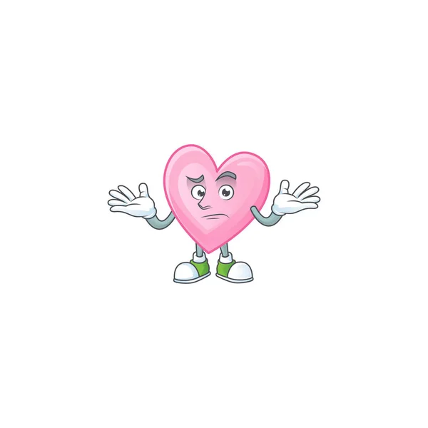 Cool Grinning di rosa amore mascotte stile cartone animato — Vettoriale Stock