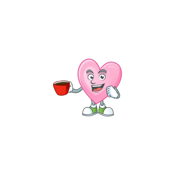 粉红的爱情形象与一杯咖啡 — 图库矢量图片