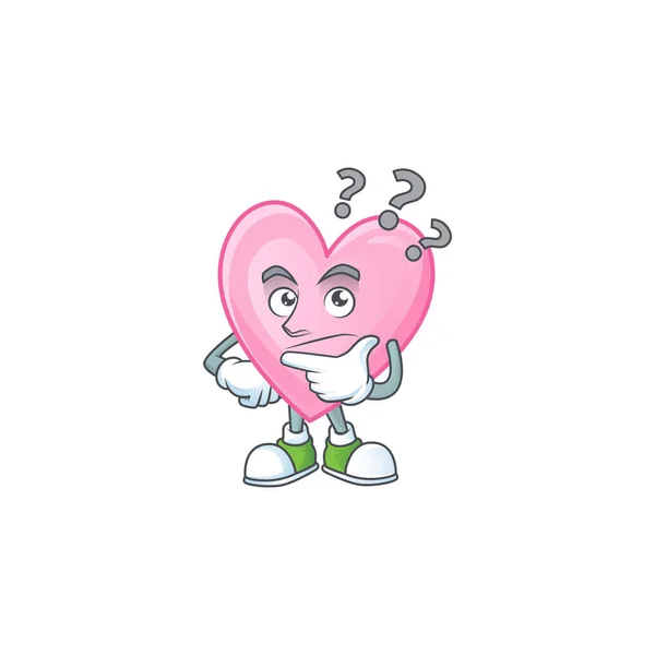 Cartoon karakter van roze liefde met verwarren gebaar — Stockvector