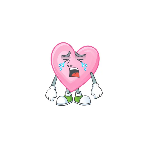 悲伤哭泣的姿态粉红的爱情卡通人物风格 — 图库矢量图片