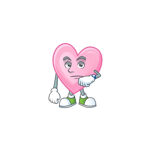 Obrázek čekající růžové lásky na karikatuře maskot styl designu — Stockový vektor