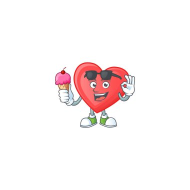 Dondurmalı sevimli kırmızı aşk çizgi film karakteri