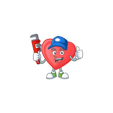 Cool Plumber kırmızı aşk çizgi film karakteri maskot tasarımı