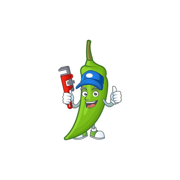 Desain karakter maskot chili hijau pipa tidur keren - Stok Vektor