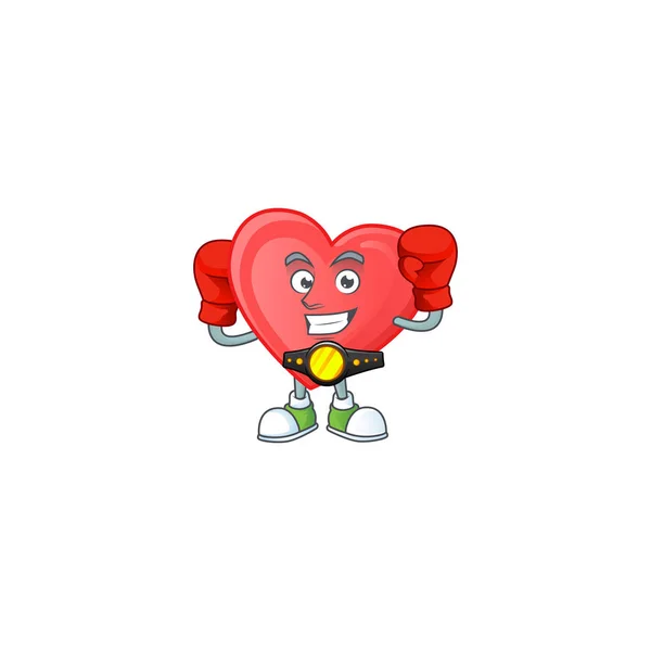 Funny Face Boxing red love cartoon character design — 스톡 벡터