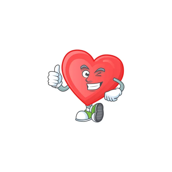 Cartoon character of red love making Thumbs up gesture — 스톡 벡터
