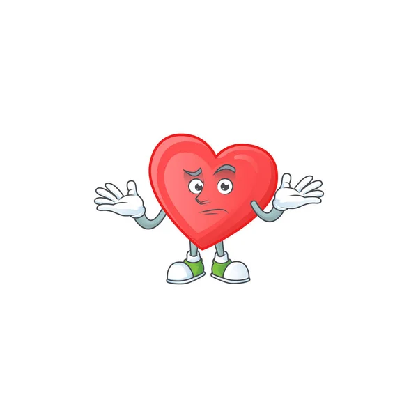 Cool Sonrisa de amor rojo mascota estilo de dibujos animados — Archivo Imágenes Vectoriales