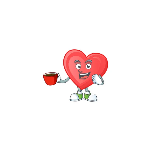 Bir fincan kahveyle kırmızı aşk karakteri. — Stok Vektör